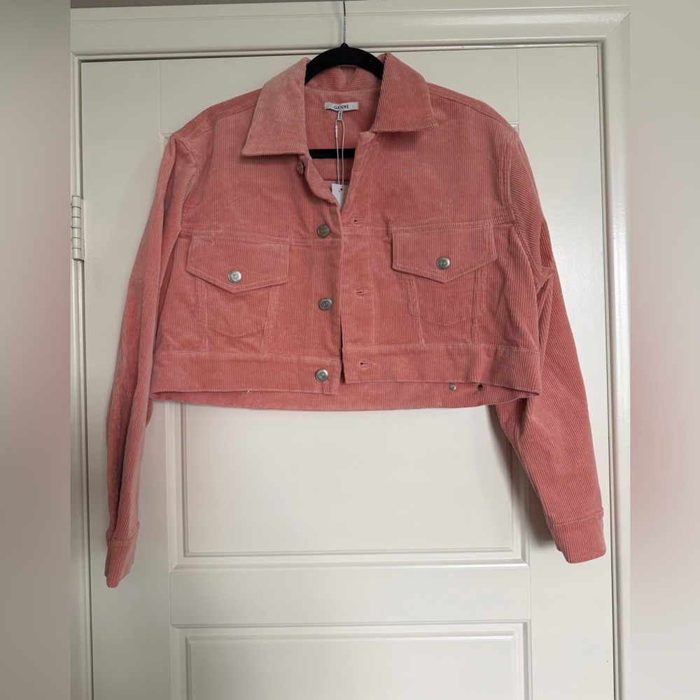 Ganni Dusty Pink Corduroy Jean Jacket